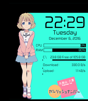 Kugayama Yae Anime Rainmeter by Yusatsu Nao