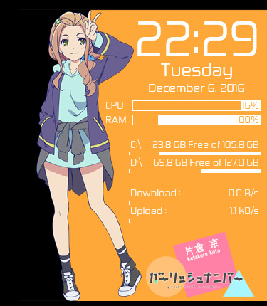 Katakura Koto Anime Rainmeter by Yusatsu Nao